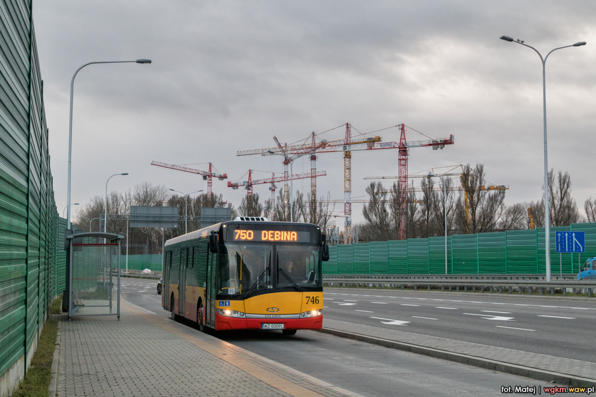746
750, dawne BIS, zostaĹo skierowane razem ze 150 na MĹociny. Pozwala to miÄdzy innymi na stworzenie koordynacji obydwu linii w weekendy.

