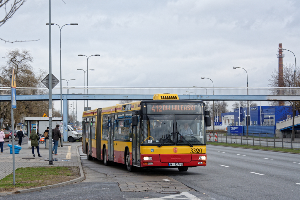 3320
412 ma za zadanie wzmocnienie czÄstotliwoĹci linii 512 w porannym szczycie na odcinku Gilarska - Dworzec WileĹski.
