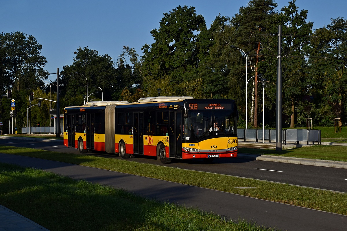 8593
Linia 509 wydĹuĹźona do nowej pÄtli, na ktĂłrej postawiono dwa sĹupki przystankowe - wiaty brak.
