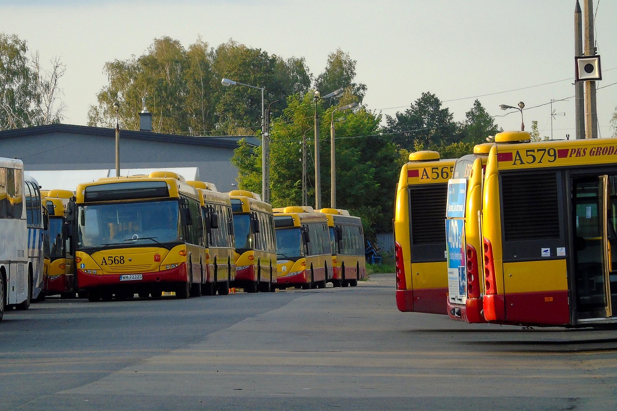 A568
TytuĹowa Scania wraz z kilkunastoma innymi stoi na terenie grodziskiej zajezdni PKS Grodzisk. Taka liczba Scanii w Grodzisku w 2017 r. wynikaĹa z tego iĹź pod koniec sierpnia tego roku w zwiÄzku ze startem nowych kontraktĂłw PKS Grodzisk w sieci ZTM (49 nowych wozĂłw oraz Scanie na liniach zastÄpczych za pociÄgi SKM do Pruszkowa), wycofano wszystkie Scanie jeĹźdĹźÄce dotychczas w kontrakcie "WschĂłd" i w tym czasie grupowano je na te na kontrakt "Za-kolej" oraz na te ktĂłre miaĹy powrĂłciÄ na kontrakt "WschĂłd" oraz poddawano je lekkiemu liftingowi na zajezdniach w Grodzisku i Pruszkowie. 
