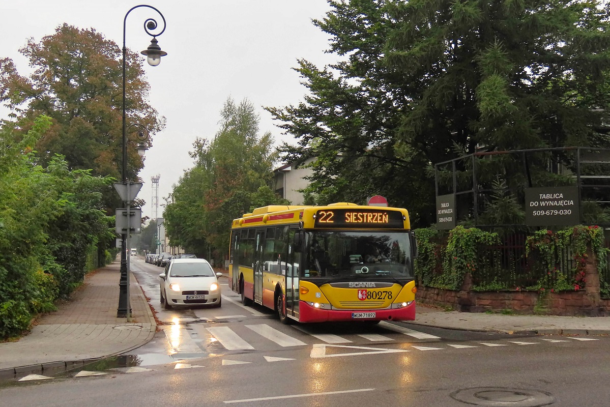 80278
Scania jedzie jako kurs linii numer 22 – Makówka Lukrecji (7:05)-Siestrzeń Grodziska (7:55). 
