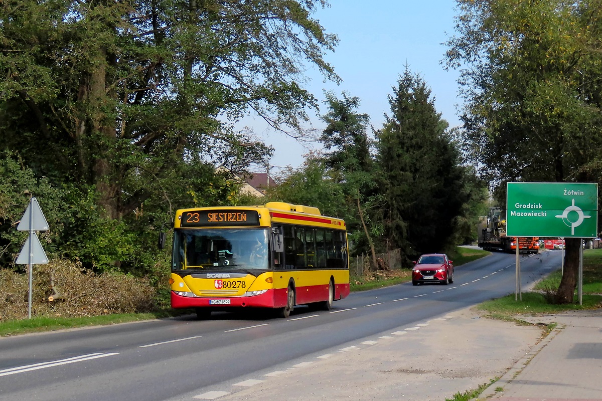 80278
Scania jedzie jako kurs linii numer 23 â Grodzisk Maz. Dw. PKP (12:30)-SiestrzeĹ Grodziska (13:20). 

