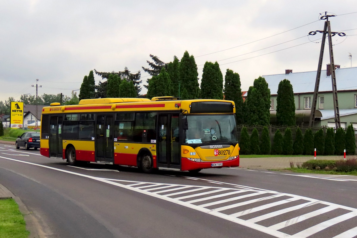 80278
Scania jedzie jako kurs linii numer 3 â Grodzisk Maz. Dw. PKP (8:12)-BĹonie Okrzei (8:45). 
