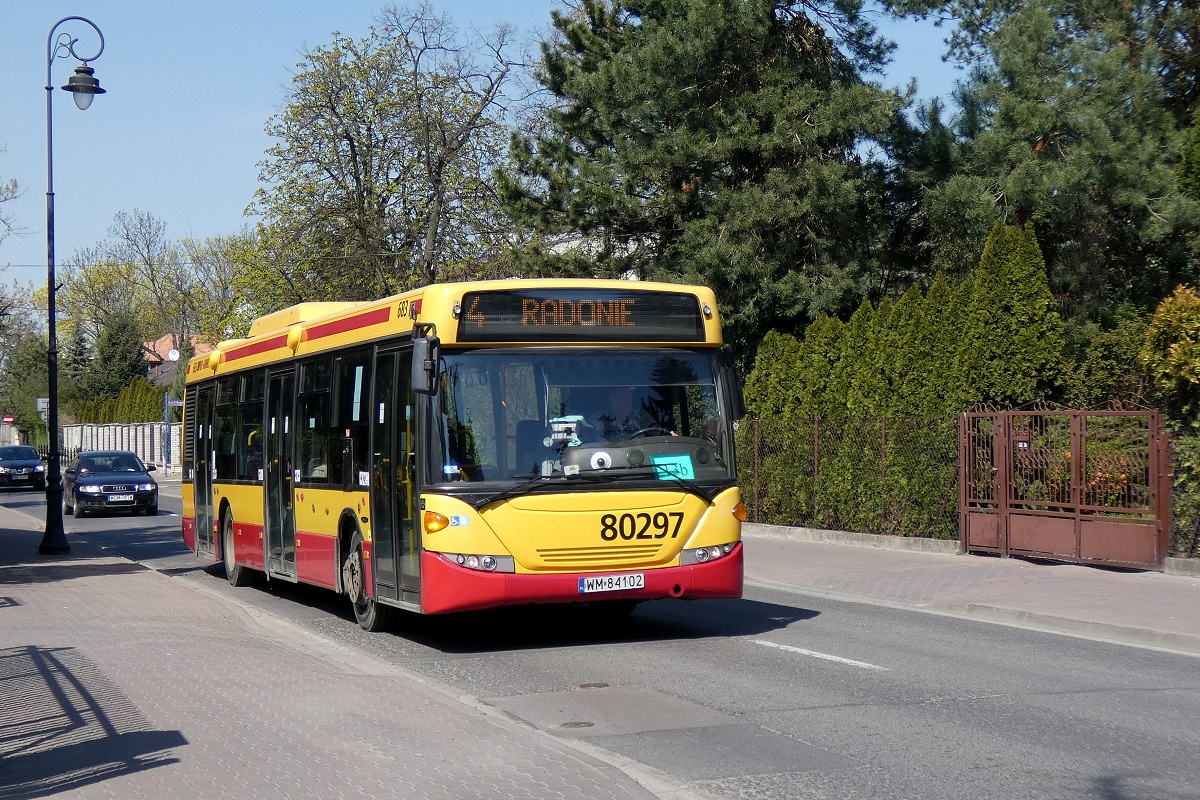 80297
Scania jedzie w obsĹudze kursu â5073â linii numer 4 w relacji Izdebno PÄtla (13:34)-Radonie PÄtla (14:14). 
