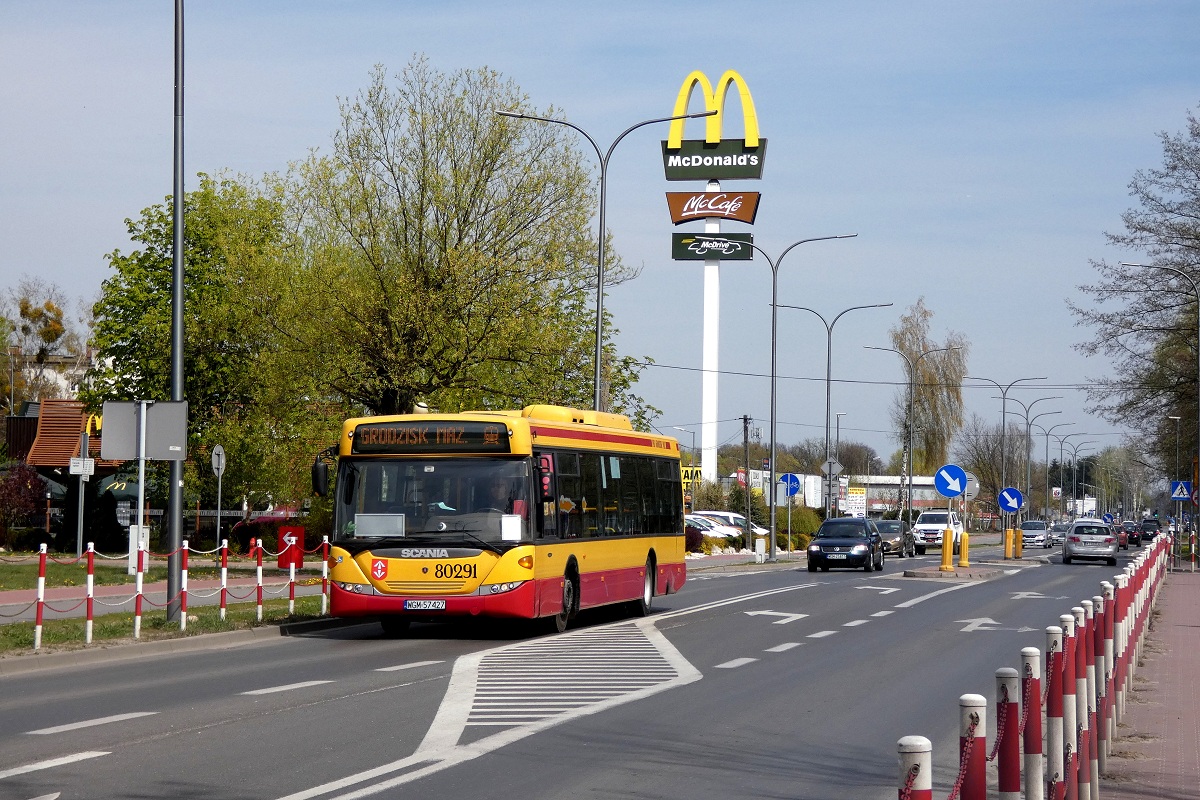 80291
Scania jedzie w obsĹudze kursu â4918â linii podmiejskiej w relacji Janki Auchan (12:59)-Grodzisk Maz. KiliĹskiego/Sienkiewicza (13:37). 
