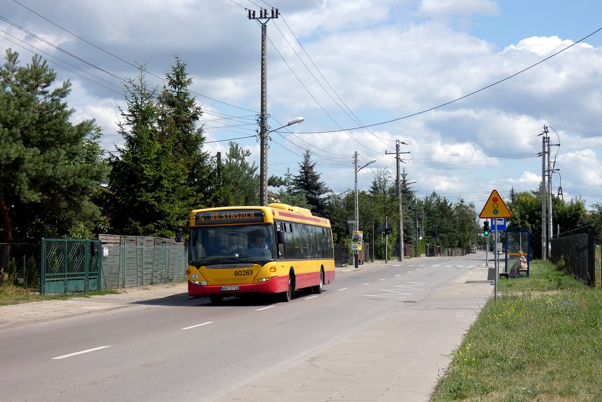 80283
Scania (ex. A583, 49673) jedzie w obsĹudze kursu linii numer 4 w relacji PruszkĂłw WaryĹskiego Elektrownia (13:35)-PruszkĂłw Os. Staszica (14:01). 
