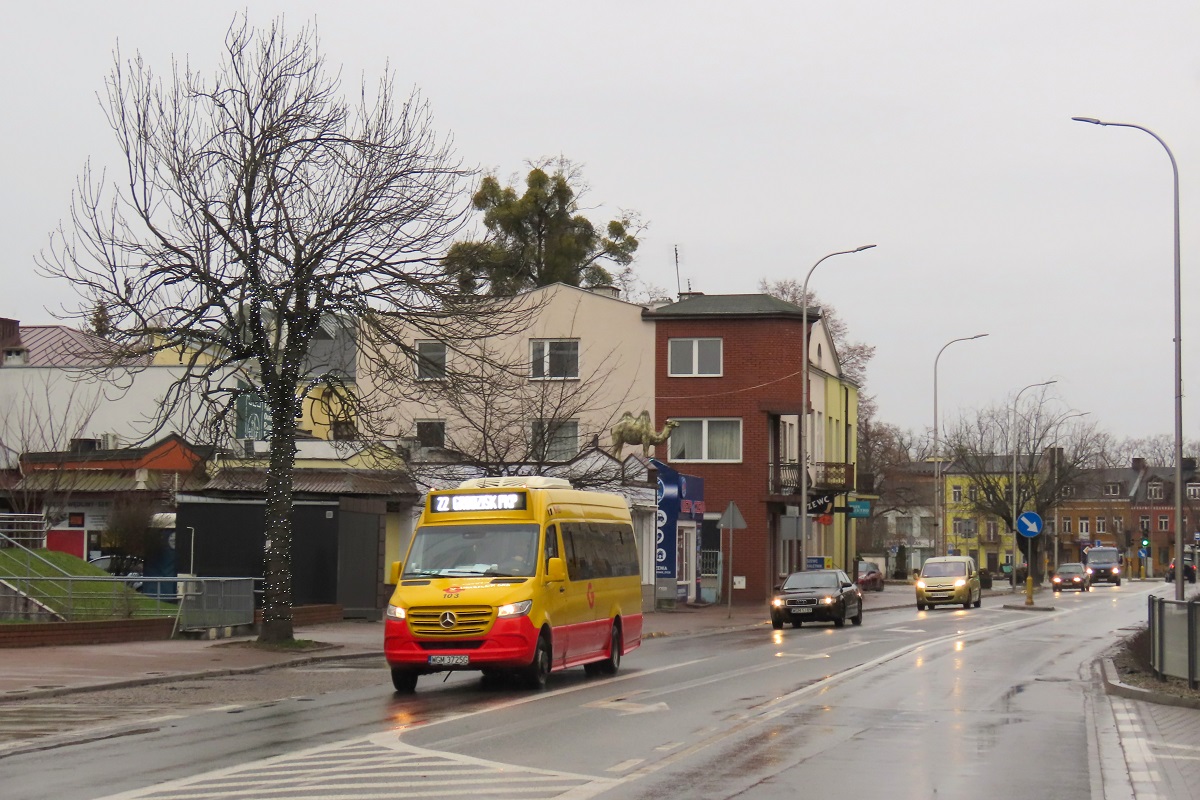 103 (22021)
Sprinter jedzie jako kurs 204 linii numer 22: MakĂłwka Lukrecji (9:35)-Grodzisk Maz. Dw. PKP (9:54). 
Co ciekawe wĂłz ma identyczny numer GPA jak Ĺźyrardowski Sprinter o numerze PKS-owym 22020, a ich rejestracja rĂłĹźni siÄ zaledwie jednÄ cyfrÄ. Dodatkowo w dni powszednie oba wozy jeĹźdĹźÄ planowo na tej samej linii (29).
