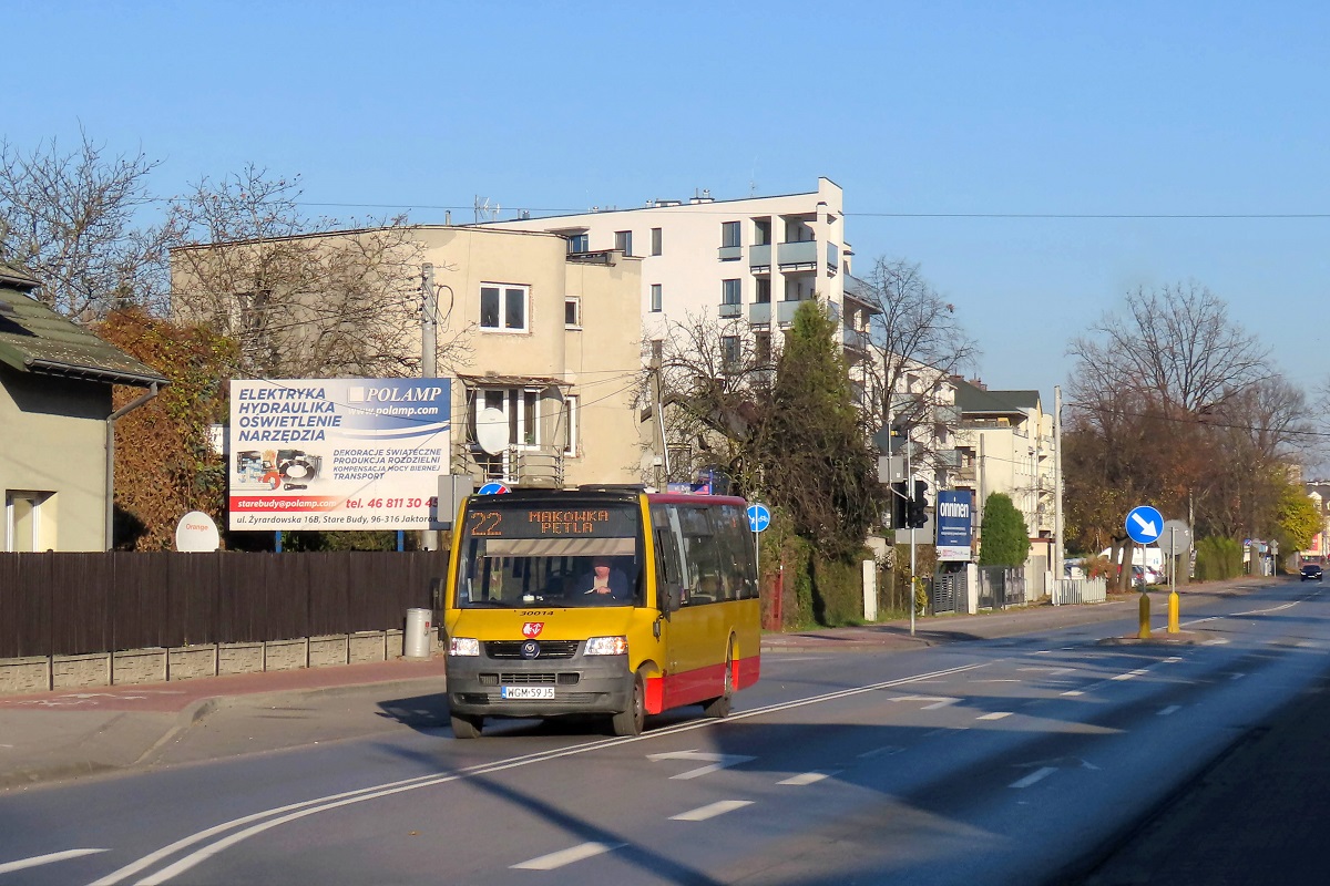 30014
ProCity jedzie jako kurs linii numer 22 â Grodzisk Maz. Dw. PKP (13:56)-MakĂłwka Lukrecji (14:15). 
