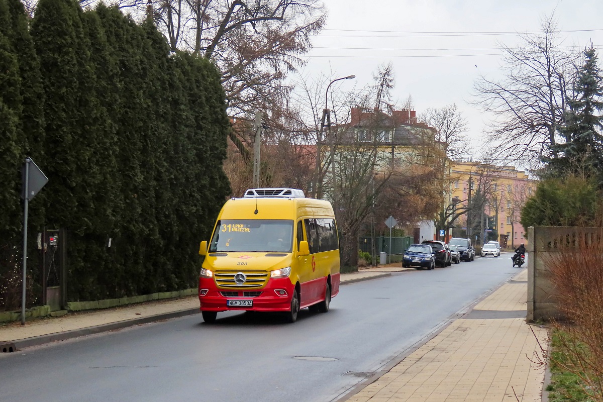203
Sprinter jedzie jako kurs â408â linii numer 31 â Ĺťabia Wola UrzÄd Gminy (12:04) - Grodzisk Maz. Dw. PKP (12:36). 
W ramach sieci GPA, kaĹźdy autobus dostanie wĹasny numer taborowy. W przypadku pojazdĂłw PKS Tarnobrzeg bÄdÄ to numery 20x. 

