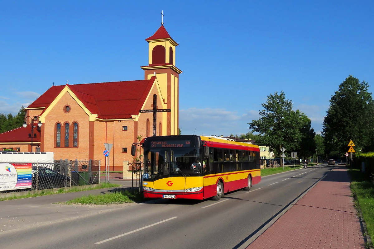 WX 57278 [ex. 1820]
Solaris jedzie jako kurs â126/228â linii numer 31 â Grodzisk Maz. Dw. PKP (16:45)-Petrykozy Trakt KrĂłlewski (17:37)-Grodzisk Maz. Dw. PKP (18:44). Pozdrowienia dla Kierowcy! 

