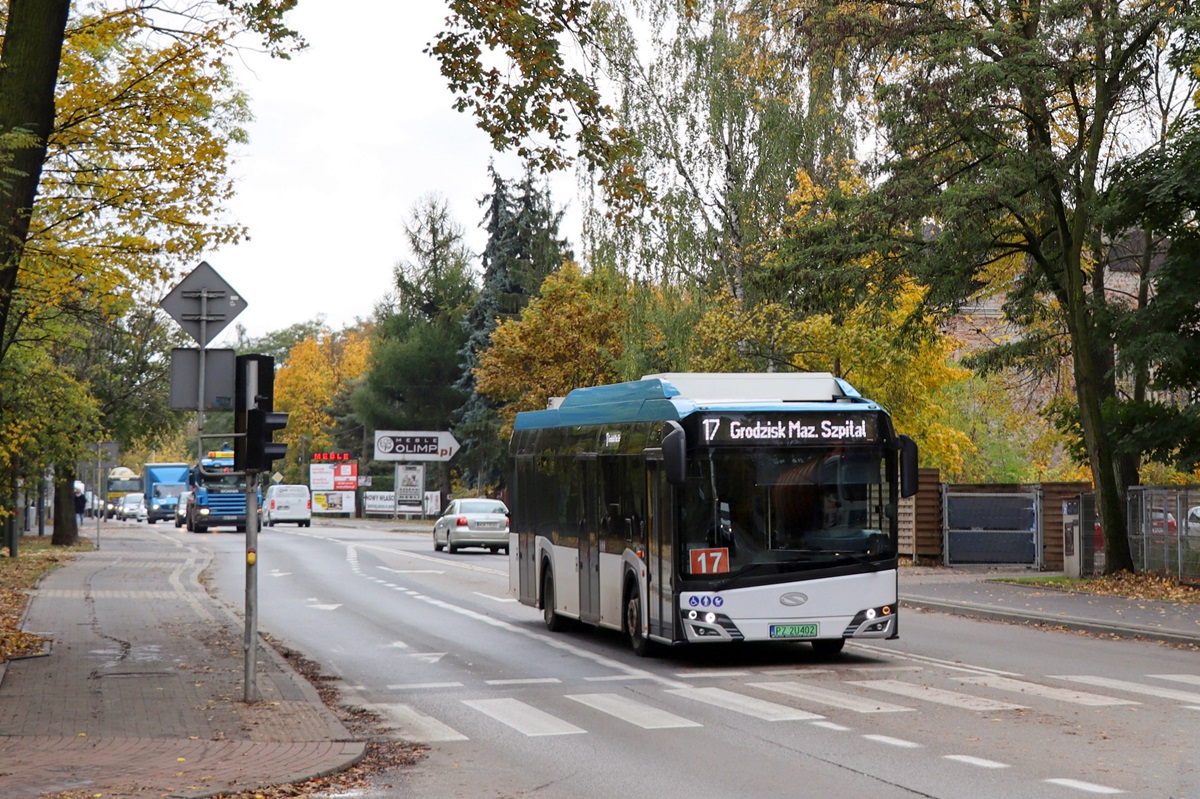PZ 2U402
Solaris jedzie jako kurs 218 linii numer 17: BrwinĂłw Rynek (13:05)-Grodzisk Maz. Szpital (13:53). 
