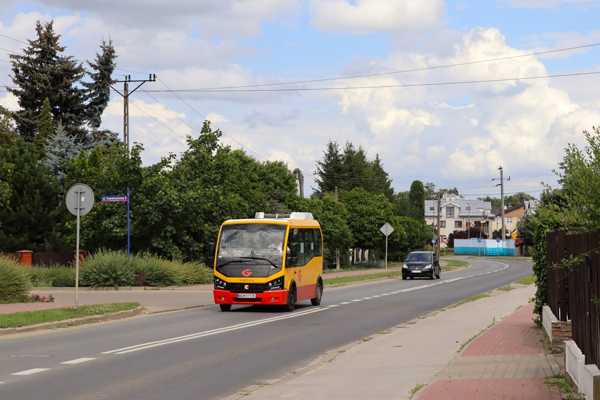 172 (20122)
Karsan jedzie jako kurs linii numer 45: BrwinĂłw Rynek (14:15)-Grodzisk Maz. Dw. PKP (15:09). Pozdrowienia dla Kierowcy! 
