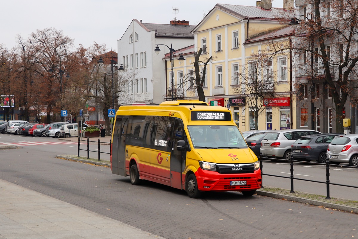 219
MAN stoi na pÄtli w oczekiwaniu na wykonanie kursu linii numer 63: Grodzisk Maz. Dw. PKP (12:35)-Warszawa P+R Al. Krakowska (13:39). 
