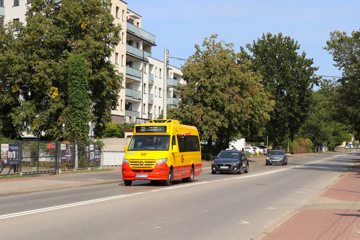 704
Sprinter jedzie jako kurs linii numer 22: Grodzisk Maz. Dw. PKP (14:05)-MakĂłwka Lukrecji (14:23). 
