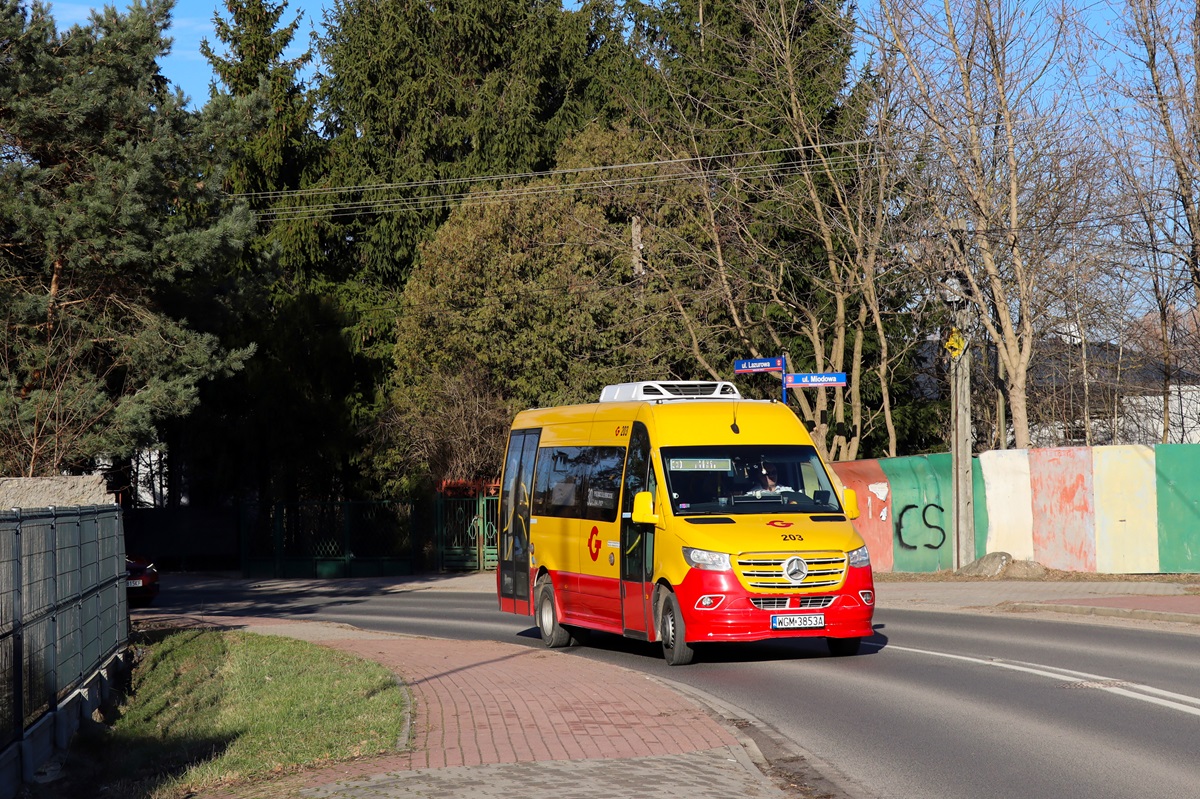 203
Sprinter jedzie jako kurs linii numer 30: Grodzisk Maz. Dw. PKP (12:50)-PieĹki SĹubickie (13:40). Pozdrowienia dla Kierowcy! 
