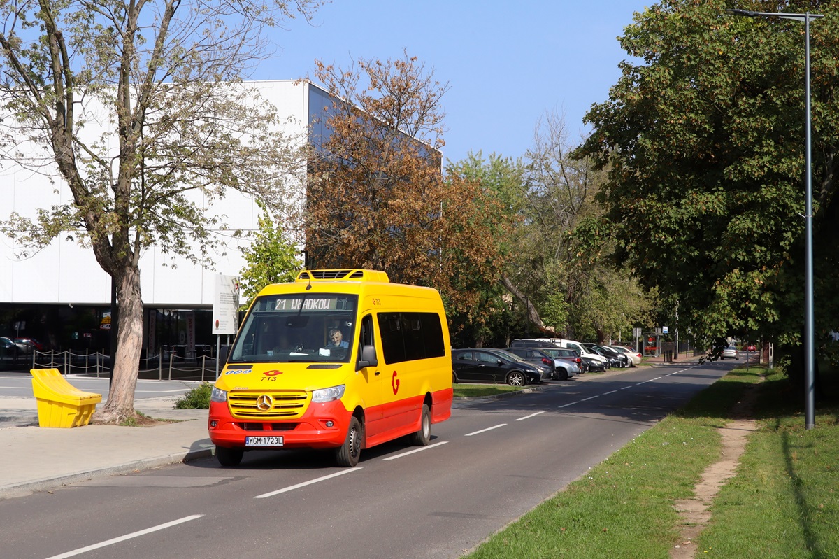 713
Sprinter jedzie jako kurs linii numer 21: Grodzisk Maz. Dw. PKP (10:30)-WĹadkĂłw PÄtla (10:58). 

