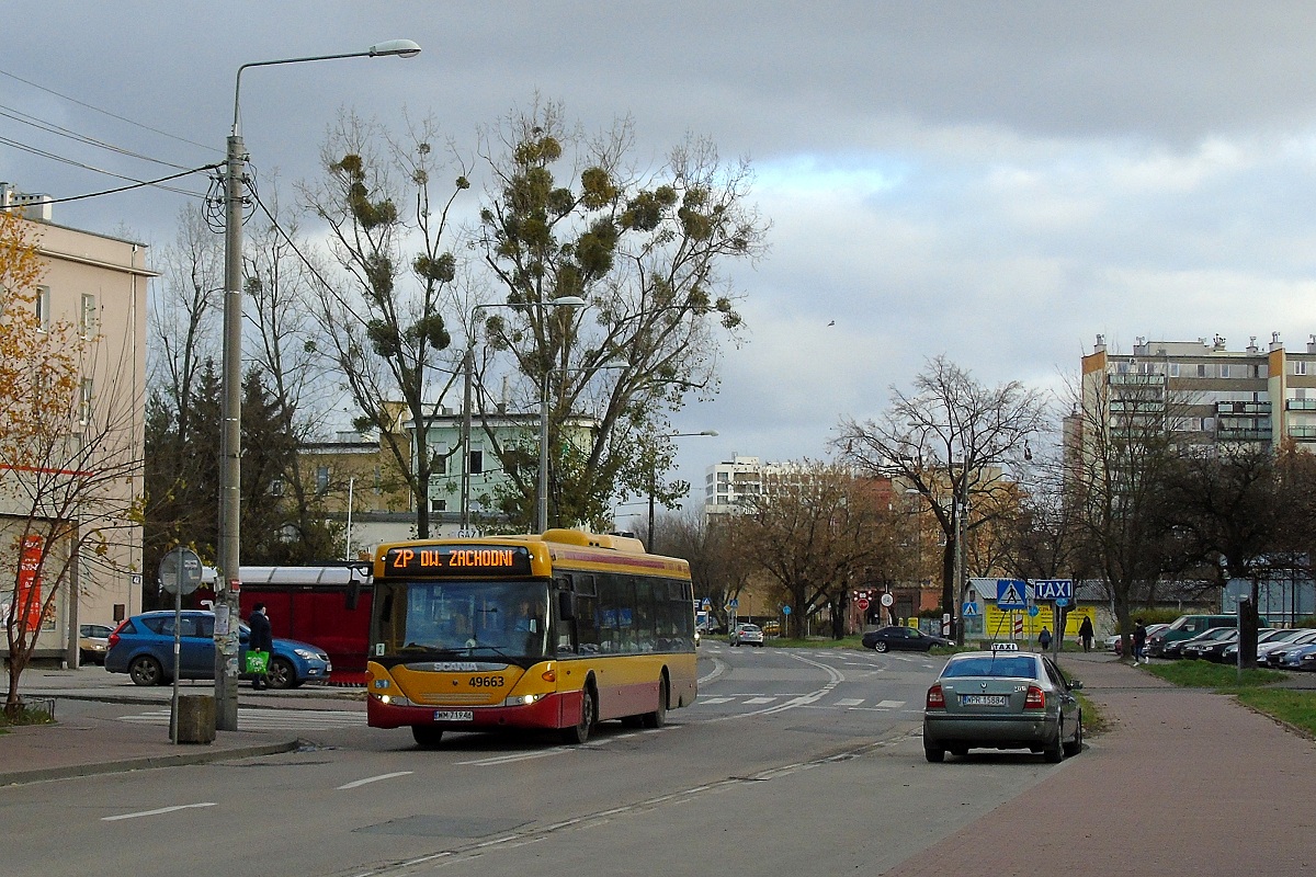 49663 (80265)
Scania jedzie w obsĹudze kursu linii zastÄpczej ZTM ZP w relacji PruszkĂłw os. Staszica (13:18)-Warszawa Dw. Zachodni (13:45). 
