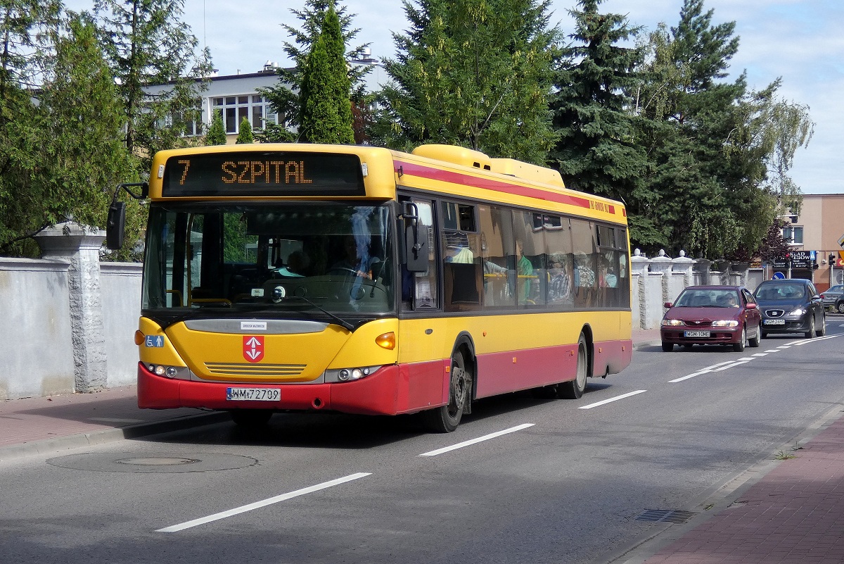 80280
Scania (ex. A580) jedzie w obsĹudze kursu "4" linii numer 7 w relacji Grodzisk Maz. Szpital (9:00)-Grodzisk Maz. Szpital (9:38) p. Grodzisk Maz. Os. Teligi (9:19). 
