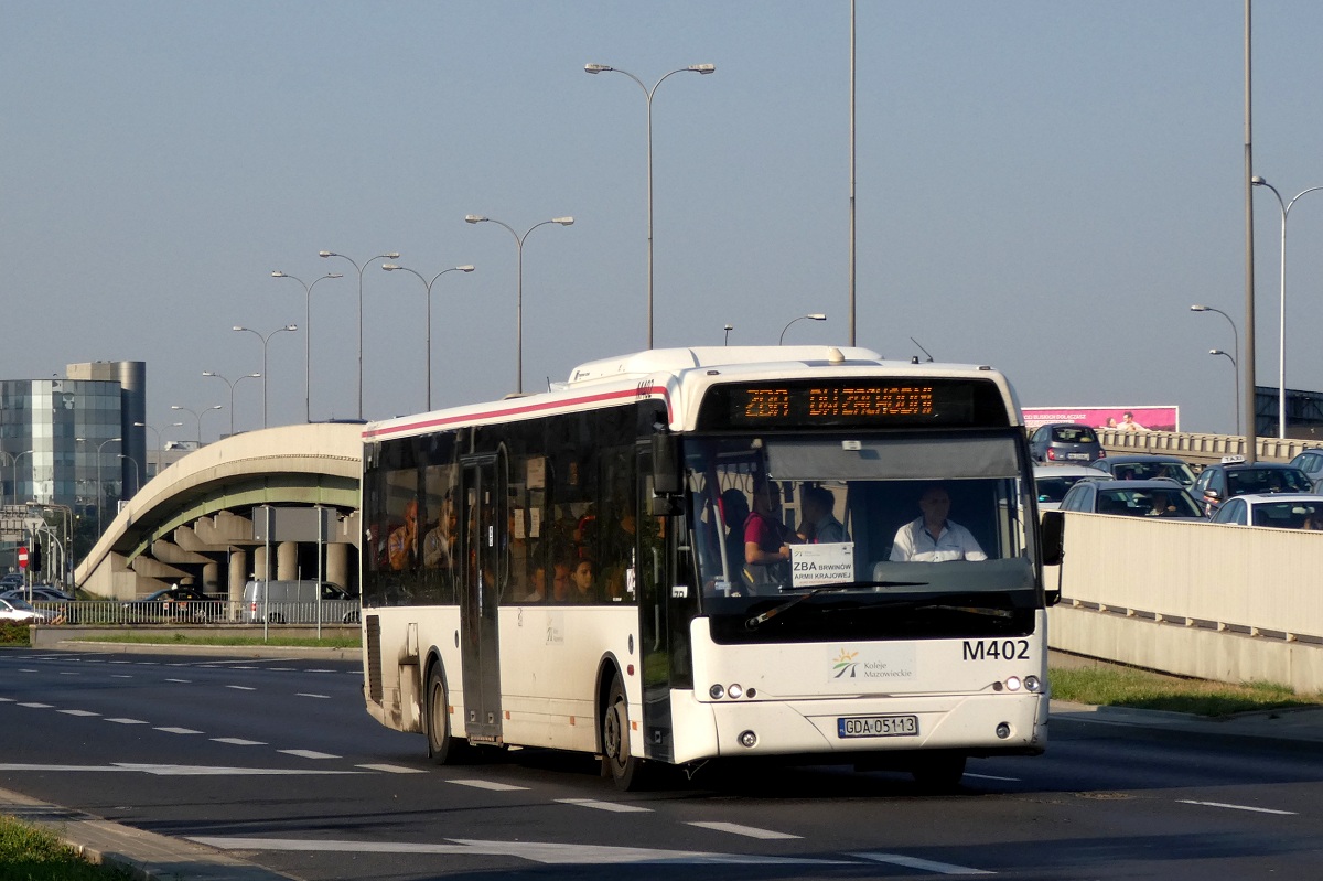M402
Ambasador jedzie w obsĹudze kursu linii zastÄpczej KM ZBA w relacji BrwinĂłw Armii Krajowej (8:00)-Warszawa Dw. Zachodni (8:40). 
