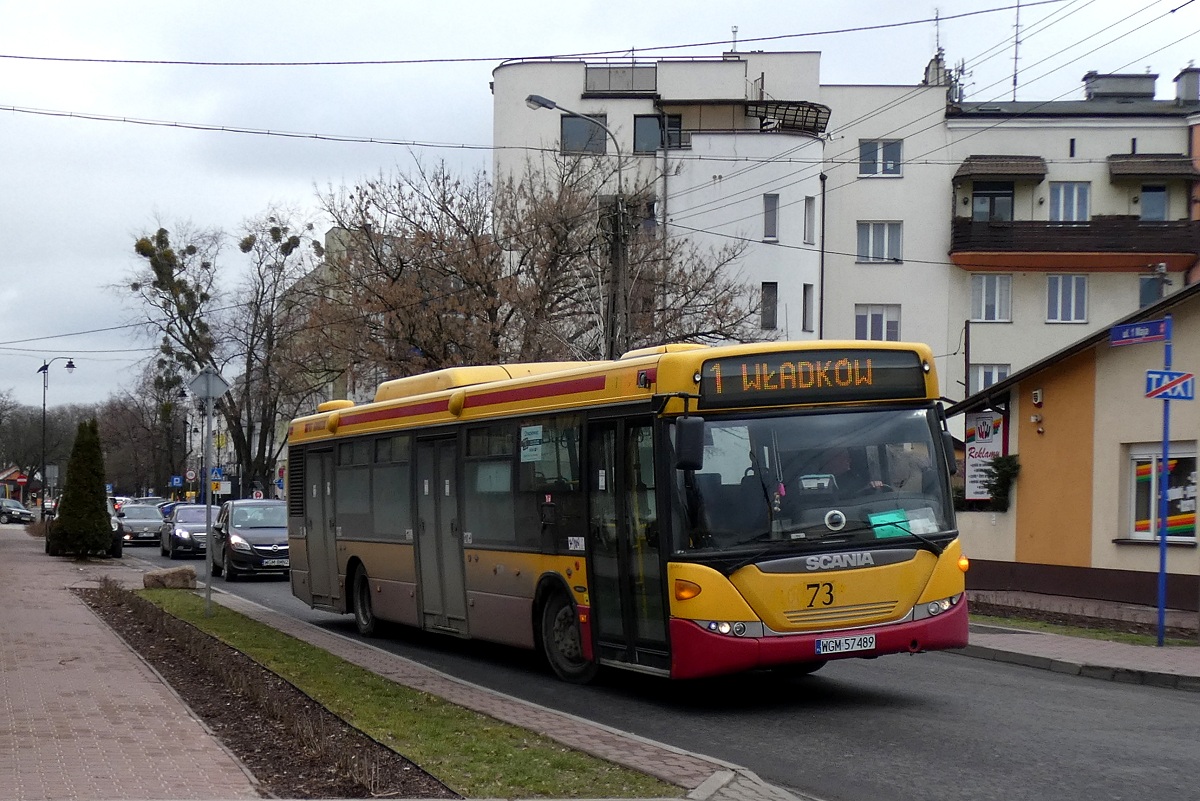 80273 
Scania (ex. A573) jedzie w obsĹudze kursu â5041â linii numer 1 w relacji Grodzisk Maz. Dw. PKP (11:35)-WĹadkĂłw PÄtla (11:59). 
